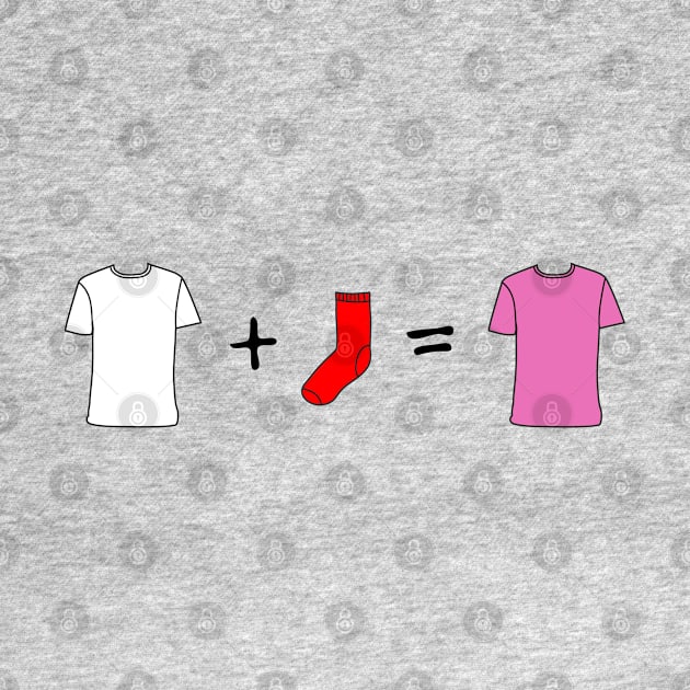 White T-Shirt + Red Sock = Pink T-Shirt | Funny by stuartjsharples